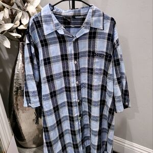 South Pole Short‎ Sleeved Blue Plaid Button Down Collar Shirt Men’s Size 2XL XXL